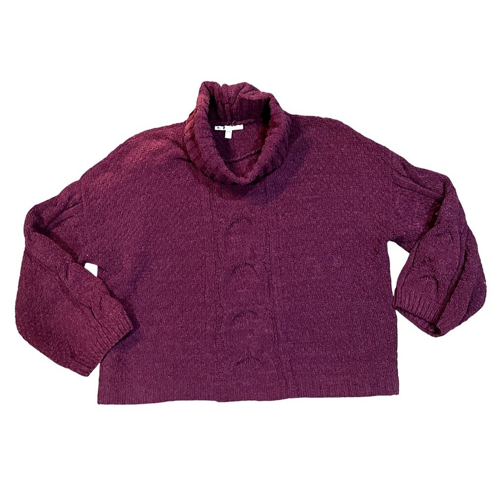 Seven7 Cable Knit Purple Cowl Neck Sweater Cozy Premium Quality Brand Size XXL - Picture 7 of 11